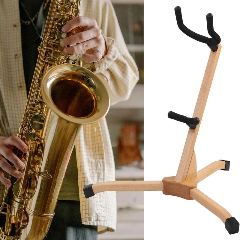 REMAGIC Alto & Tenor Saxophone Stand, Detachable Beech Wood Folding Saxophone Stand Saxophone Holder Rack, Adjustable Wooden Sax Tripod Holder Saxophone Holder, Portable Musical Instrument Saxophone Accessories Part - Image 4
